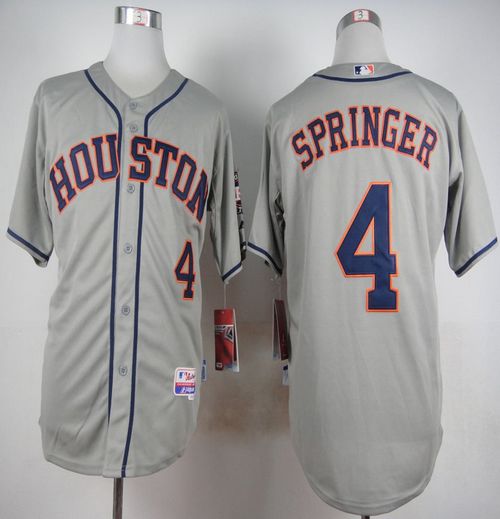 Astros #4 George Springer Grey Cool Base Stitched MLB Jersey - Click Image to Close